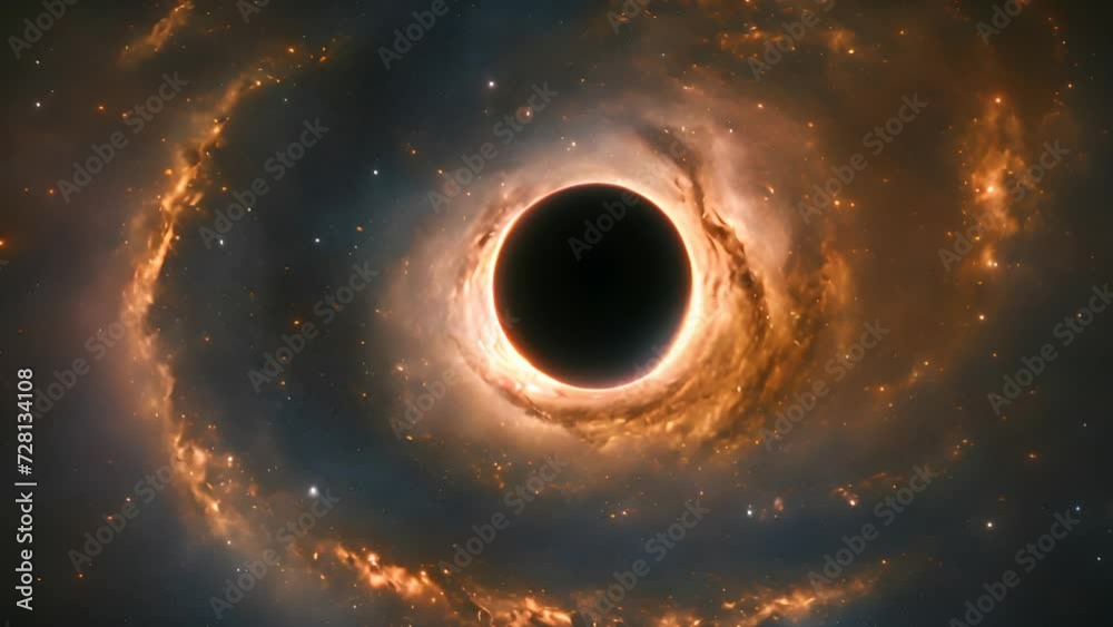 Black hole, mysterious gate to the infinity. Galactical stars.