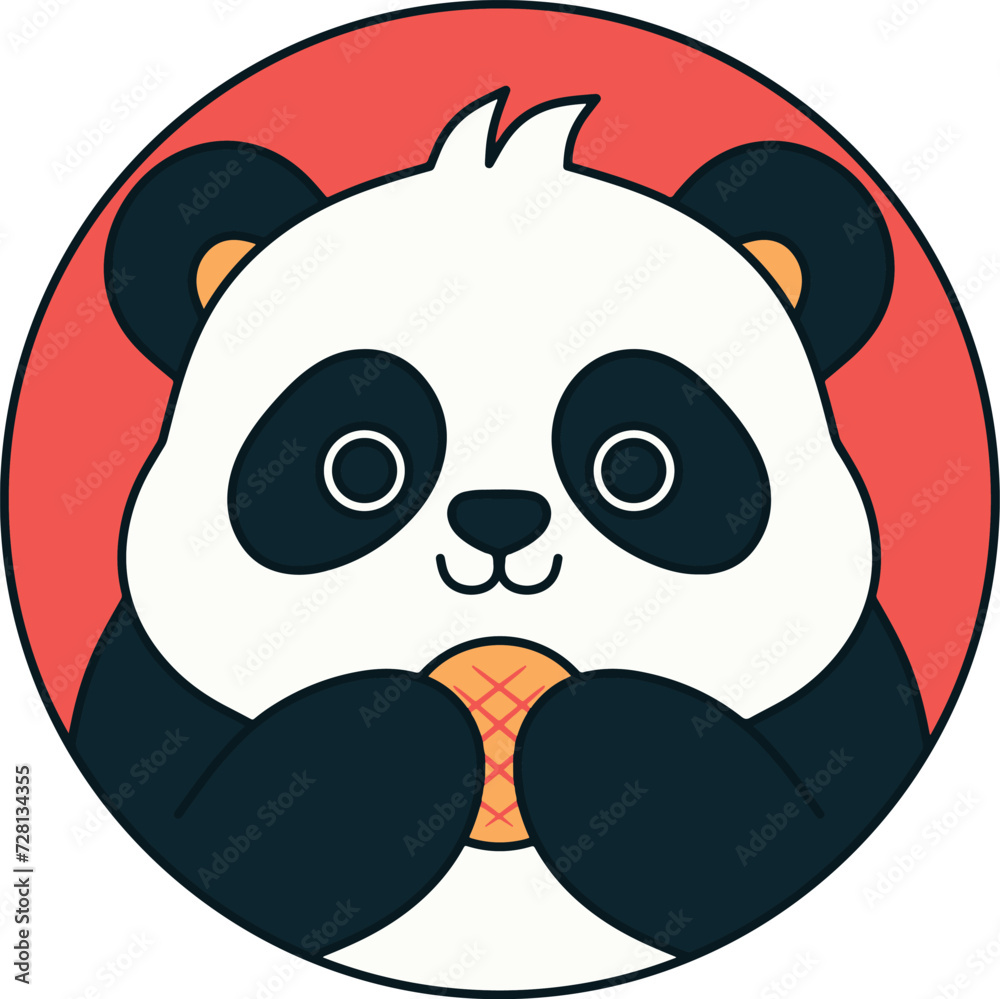 Cute panda cartoon holding biscuit Cute panda cartoon holding biscuit