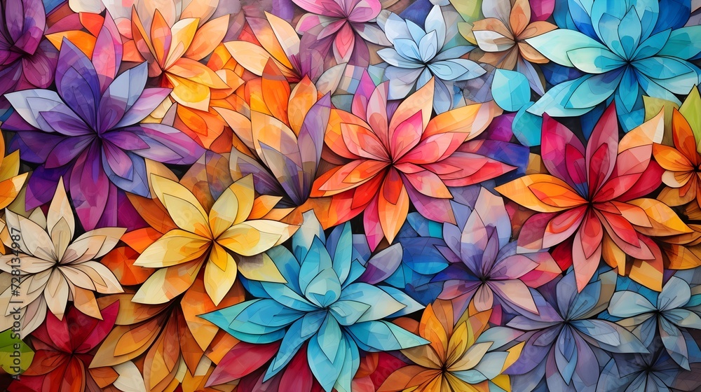 Colorful Paper Flowers Artwork