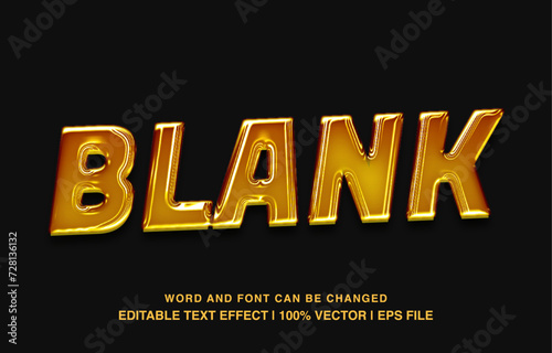 Blank editable text effect template, metal texture effect bold gold glossy style, premium vector