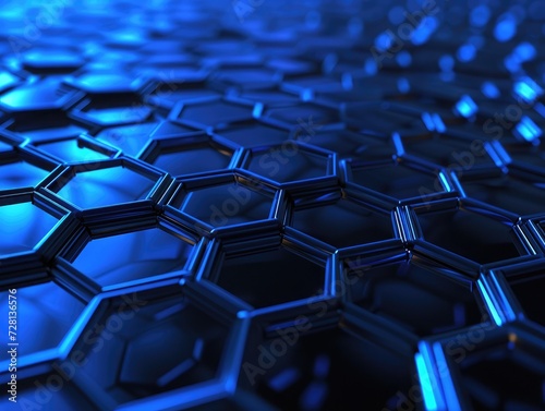 Top veiw Abstract blue technology hexagonal background