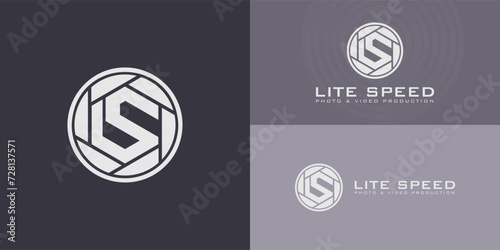 abstract initial letter L and S logo in the form of white shutter illustration applied for photography, videography, and video productions logo design also suitable for the brand with initial LS or SL