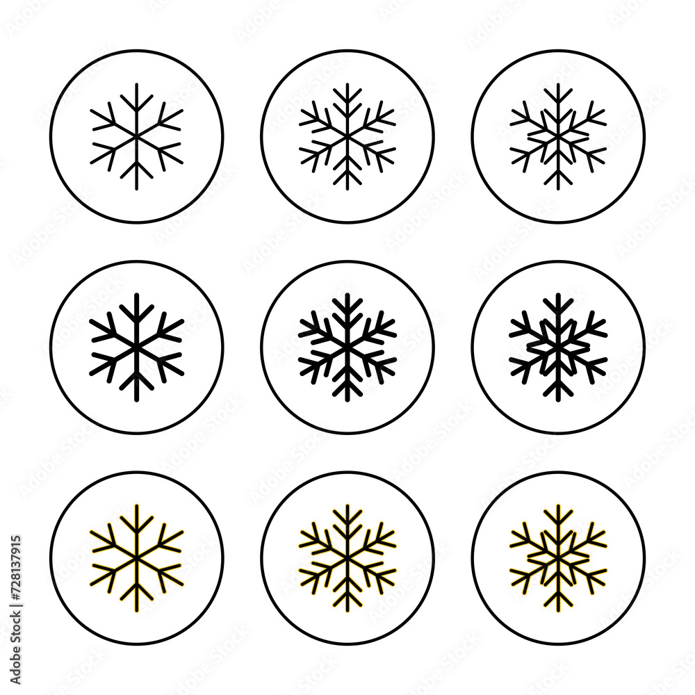 Snow icon set vector. snowflake sign and symbol Snow icon set vector. snowflake sign and symbol