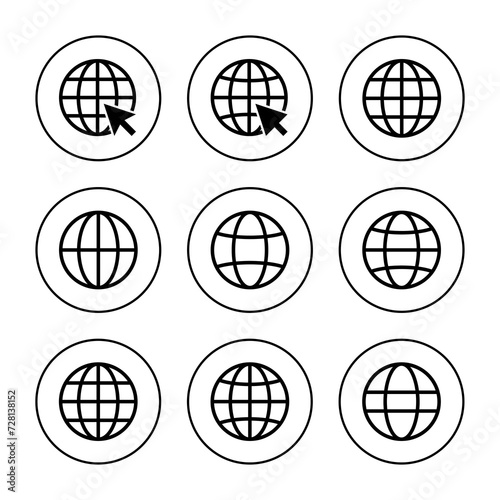 Web icon set vector. go to web sign and symbol. web click icon. Global search icon