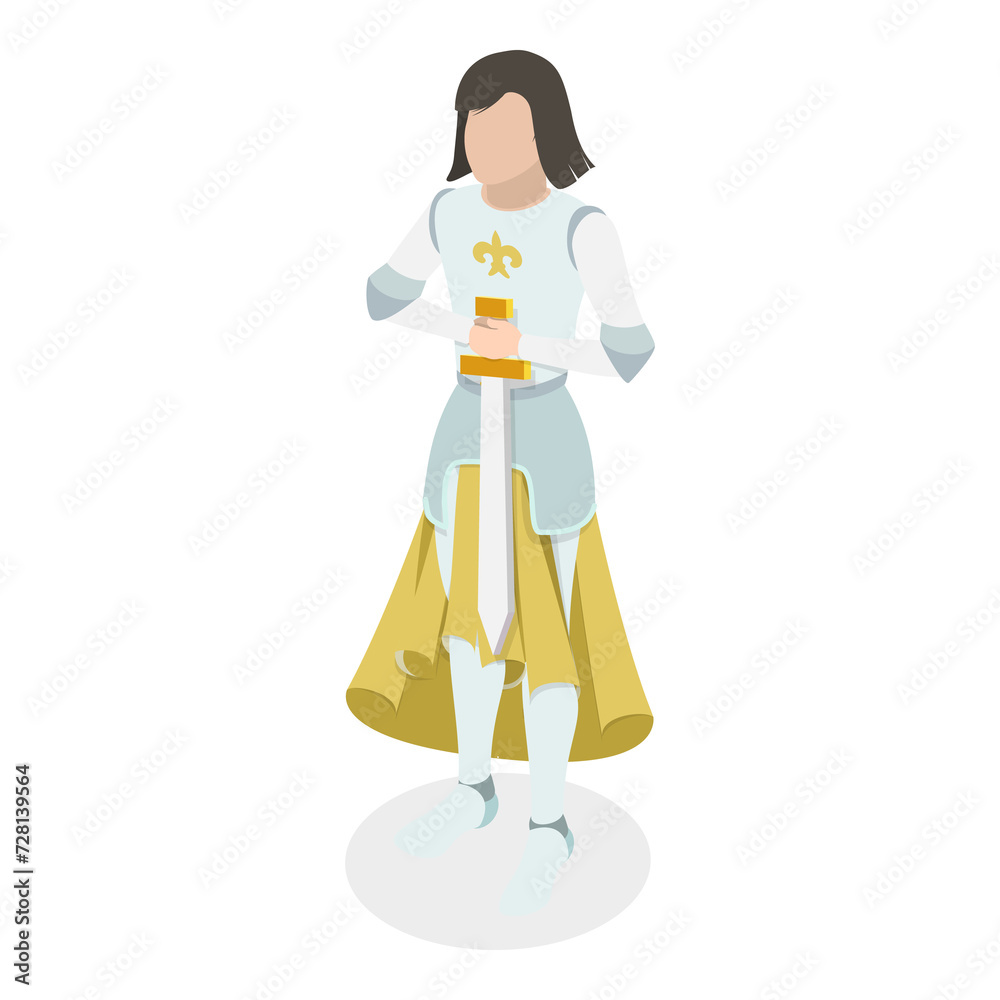 3D Isometric Flat  Set of Historical People. Item 4