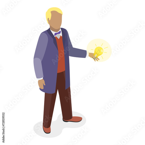 Fototapeta 3D Isometric Flat Set of Great Scientists. Item 3