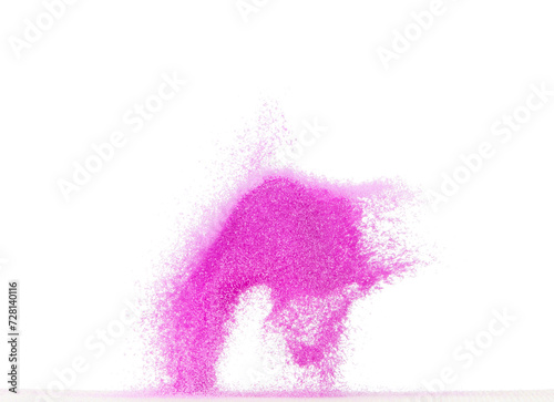Wallpaper Mural Small size purple Sand flying explosion, violet sands grain wave explode. Abstract cloud fly. purple colored sand splash throwing in Air. White background Isolated high speed shutter, throwing freeze Torontodigital.ca