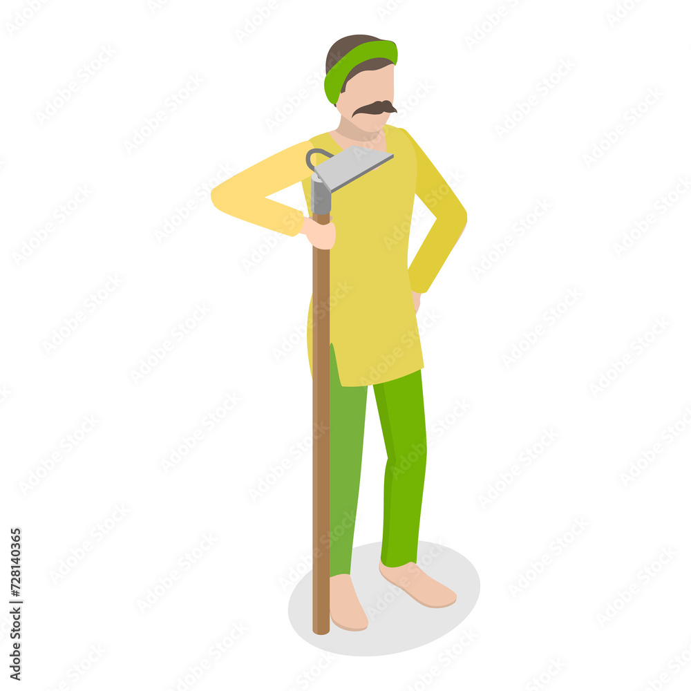3D Isometric Flat Set of Indian Farmer Scenes. Item 1 3D Isometric Flat Set of Indian Farmer Scenes. Item 1