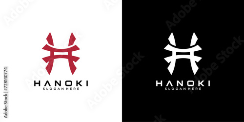 initial letter H logo type with Japanese and Chinese style design for company and business logos