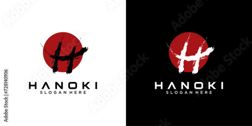 initial letter H logo type with Japanese and Chinese style design for company and business logos