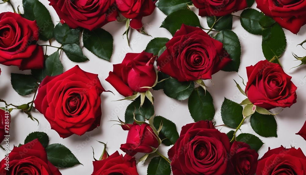 Red roses flower pattern wallpaper, a natural and fresh floral background in top view Red roses flower pattern wallpaper, a natural and fresh floral background in top view