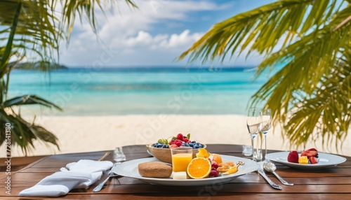 Honeymoon getaway: Couples' time with a scenic sea view breakfast table, embodying vacation romance