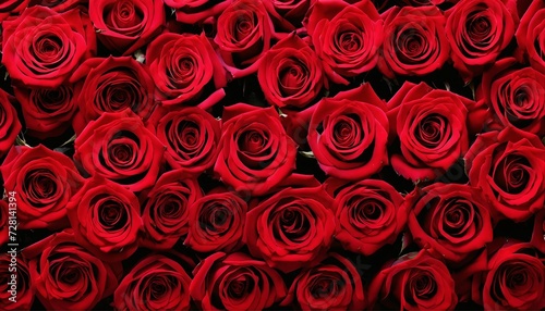 Elegant floral decor  Red roses arranged as a pattern wallpaper  perfect for a romantic atmosphere