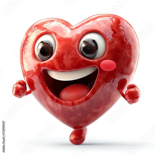 Animated Red Heart Character with a Big Smile