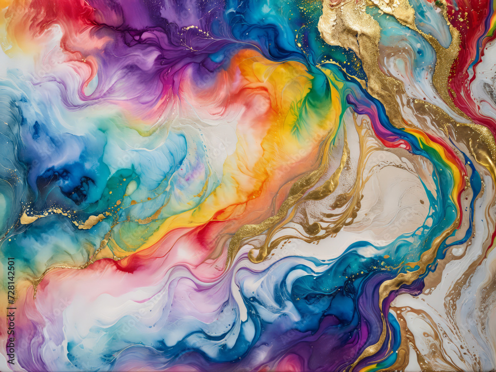 Pride colours Abstract: Rainbow-Colored Paint Background with Watercolour Stone Marble Texture - Modern Ink Pattern, Gold, Glitter, LGBT+ Design, Background, Wallpaper Pride colours Abstract: Rainbow-Colored Paint Background with Watercolour Stone Marble Texture - Modern Ink Pattern, Gold, Glitter, LGBT+ Design, Background, Wallpaper