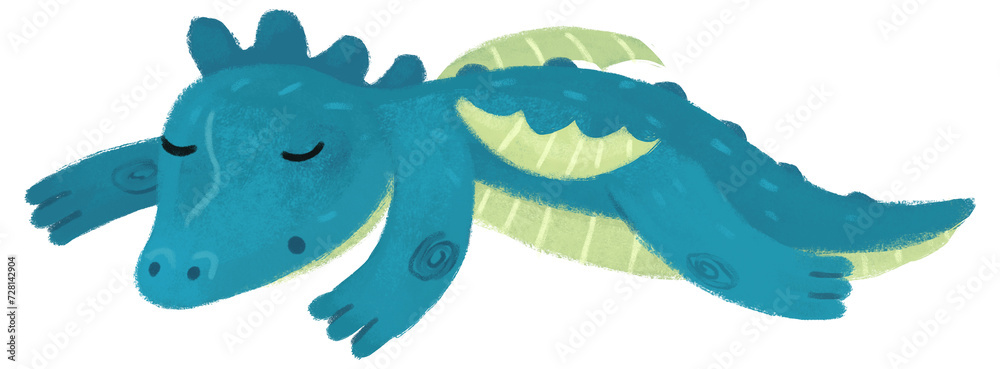 Fototapeta premium cartoon happy and funny colorful medieval dragon or dinosaur dino isolated illustration for children