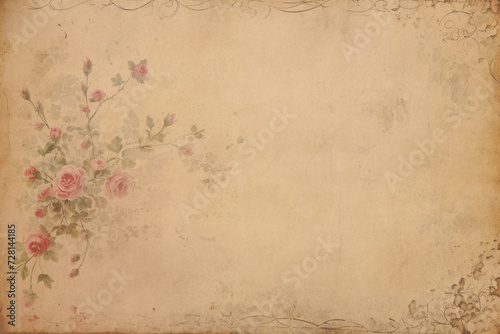 Antique Old Paper Texture with Elegant Roses - Perfect for Junk Journals  Scrapbooking  and Vintage Creative Projects