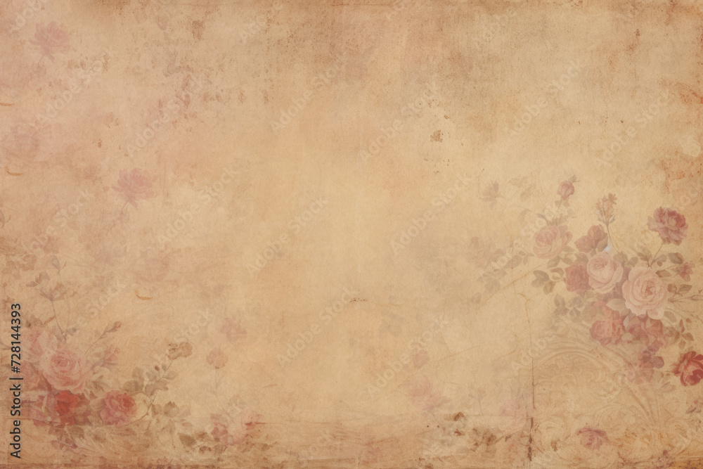 Antique Old Paper Texture with Elegant Roses - Perfect for Junk Journals, Scrapbooking, and Vintage Creative Projects