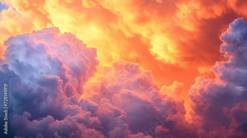 A burst of vivid orange and pink backlight dramatic stormy clouds. © Justlight