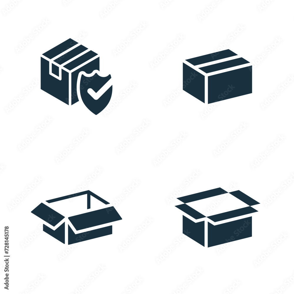Isometric packaging boxes icons set on white background. Isometric packaging boxes icons set on white background.