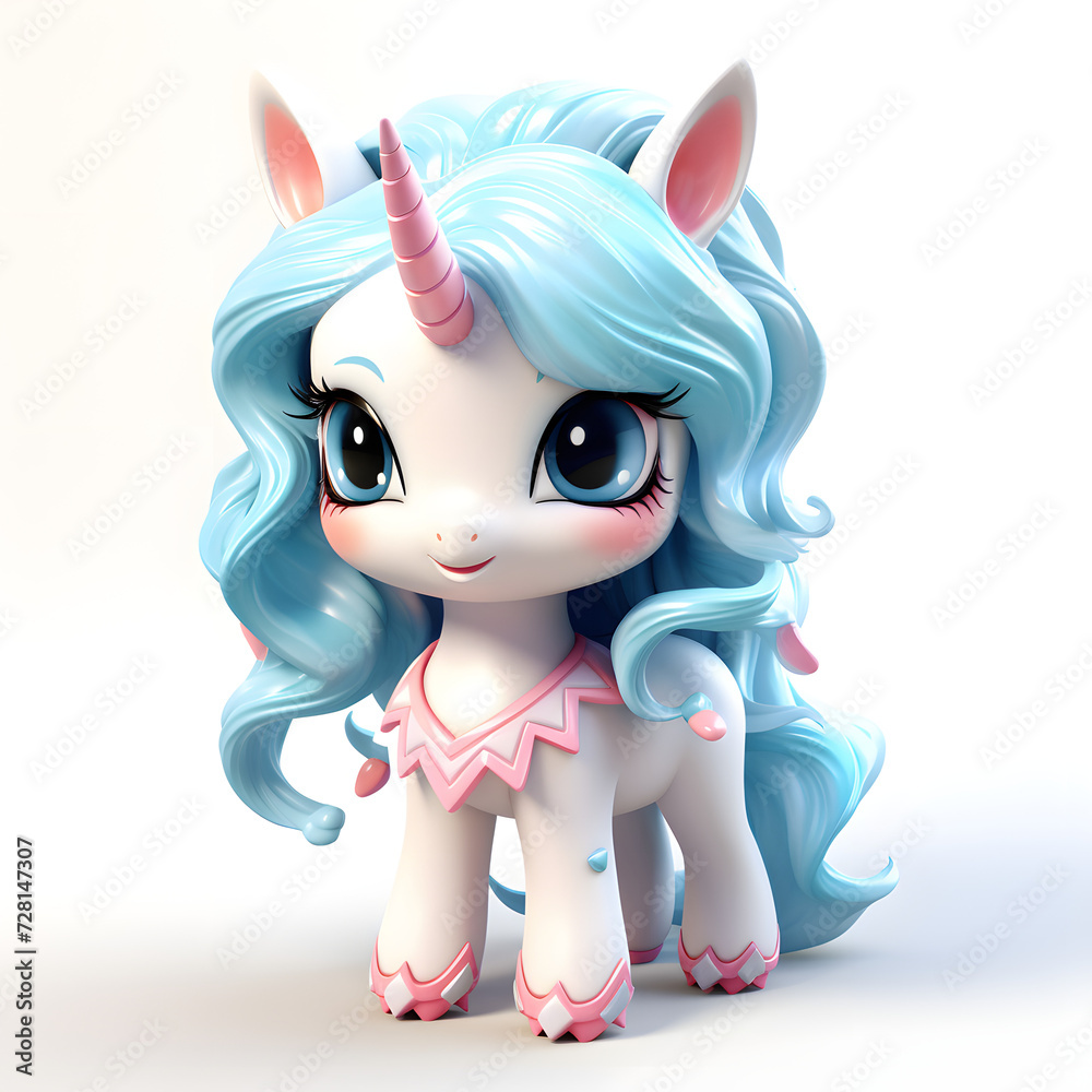 Cute blue-haired unicorn