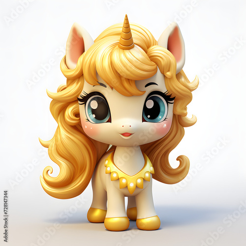Cute gold-haired unicorn