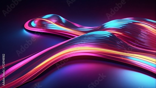 3d render Abstract  Geometric figure in neon light 

