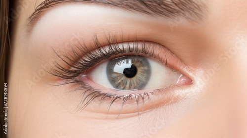 Beautiful insightful look woman's eye. Close up shot, optical lens concept.