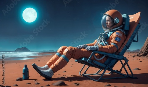 Astronaut on sandy beach