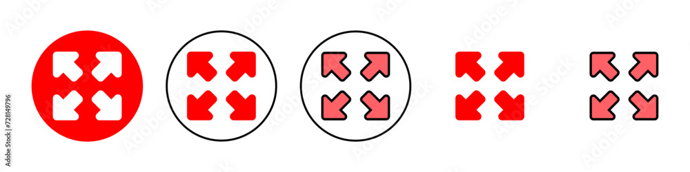 Obraz premium Fullscreen Icon set illustration. Expand to full screen sign and symbol. Arrows symbol