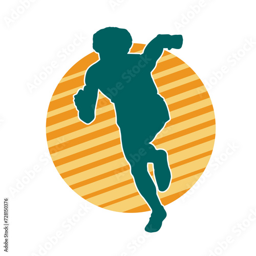 Silhouette of a sporty man in running pose. Silhouette of a male run pose.
