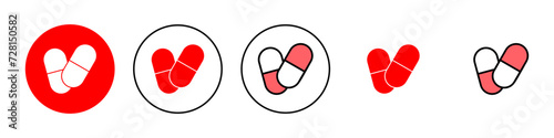 Pills icon set illustration. capsule icon. Drug sign and symbol