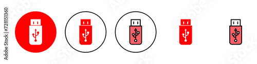 Usb icon set illustration. Flash disk sign and symbol. flash drive sign.