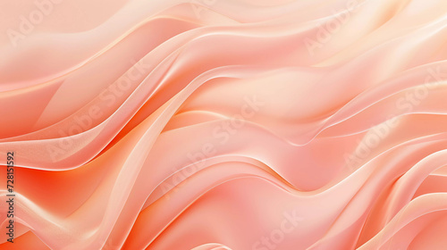 Peach fuzz Wavy silk texture.Luxury fabric material. Color of the Year 2024. Peach fuzz