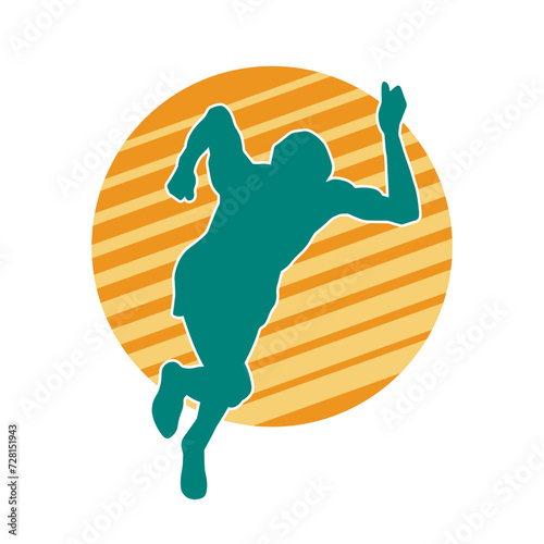 Silhouette of a sporty man in running pose. Silhouette of a male run pose.