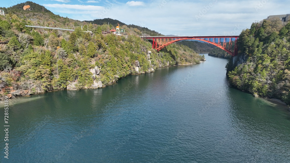 滋賀県恵那峡の橋を撮影