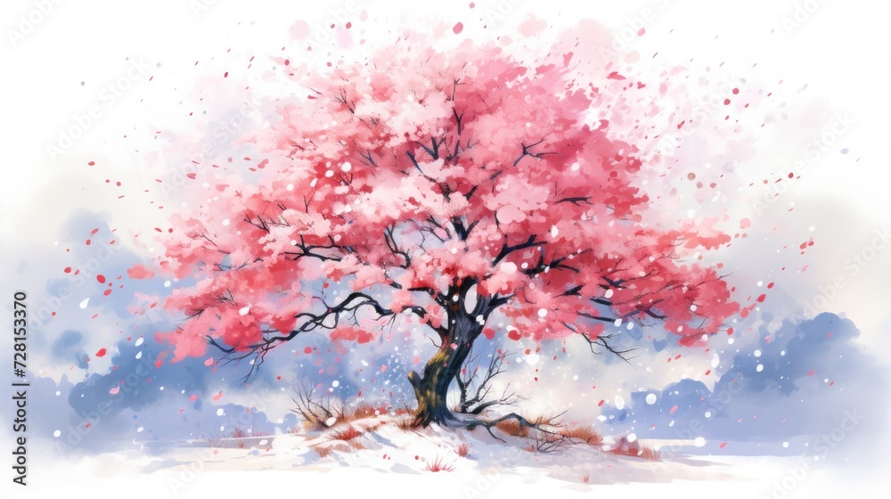 japanese sakura, cherry blossom tree during spring, ai