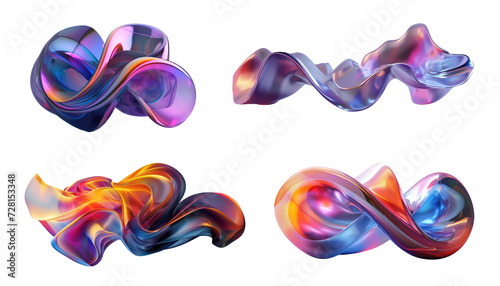 3d abstract gradient geometric shape isolated on transparent background, futuristic design.