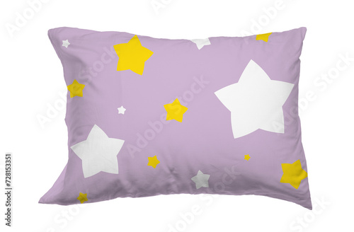 Soft pillow with printed pattern of stars isolated on white