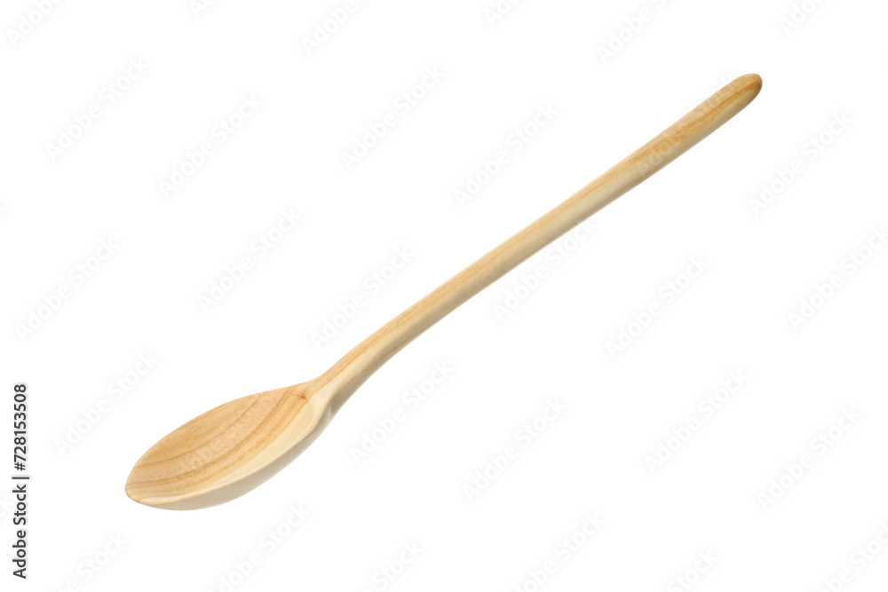 One empty wooden spoon isolated on white One empty wooden spoon isolated on white