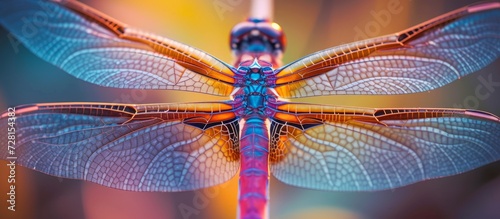 Mesmerizing Close-Up of a Dragonfly: A View of a Dragonfly up Close showcases its Intricate Details, Dragonfly Wings, and Resplendent Colors