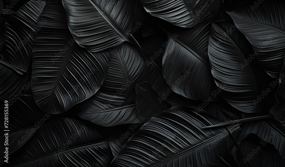 Obraz premium Into the Shadows: A Close-Up of Black Leaves