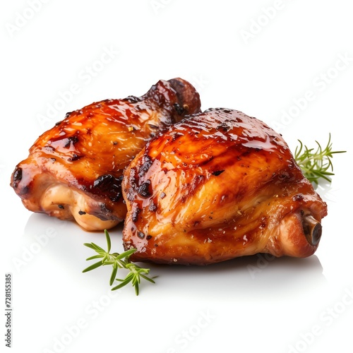 a grilled chicken thighs, studio light , isolated on white background