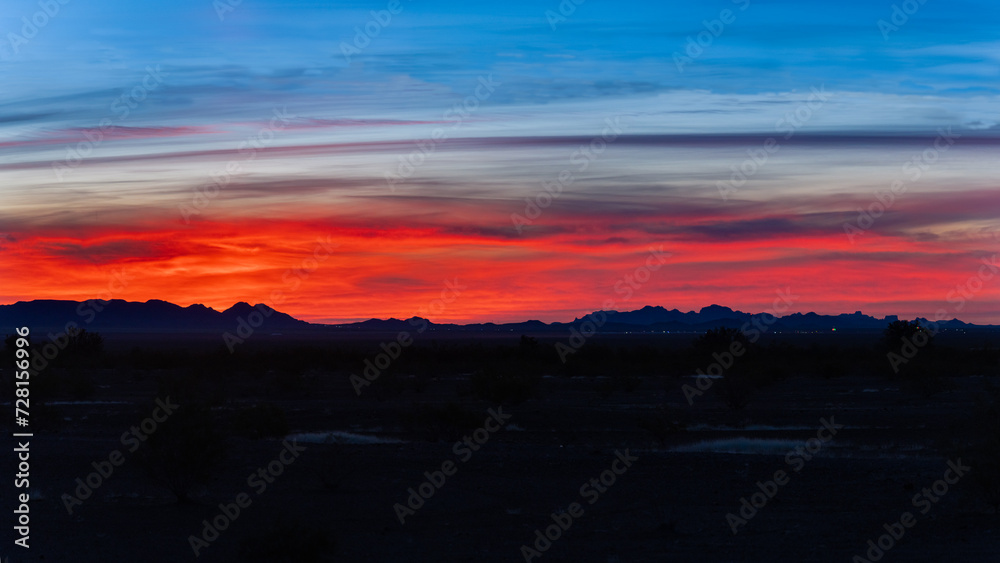 Arizona sky over silhouette of geological formation in the desert Arizona sky over silhouette of geological formation in the desert