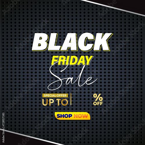 black friday sale discount template banner with copy space for product sale with abstract gradient black background design