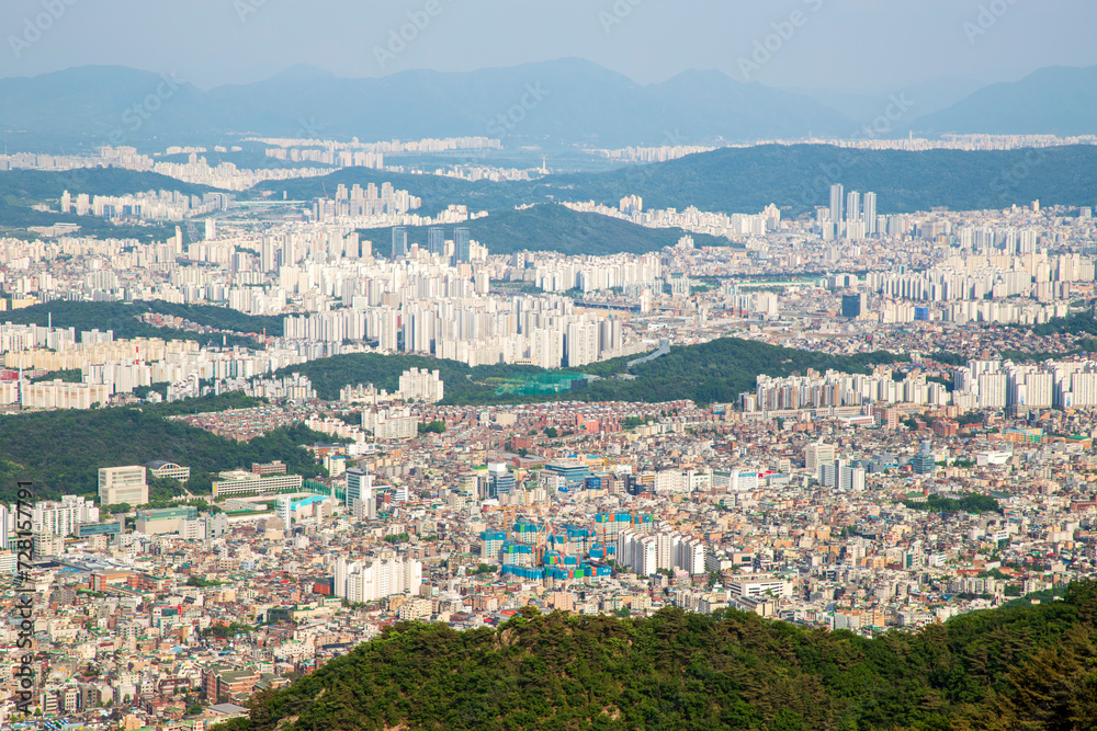 북한산에서 본 서울 전망