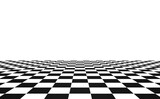Checkered medium size chess perspective floor black and white chessboard texture pattern surface isolated on transparent background png 3d rendering image