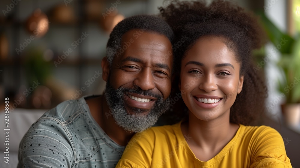 Generational Bonding: Smiling African American Father and Daughter Generational Bonding: Smiling African American Father and Daughter