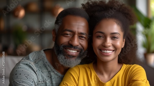 Generational Bonding: Smiling African American Father and Daughter