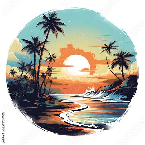 Beach logo illustration template design